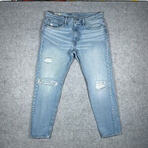 Levi's Denim Jeans Mens 34(33x28) Light Wash Hi-Ball Distressed Tapered big tab